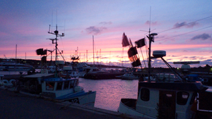 Sunset at Tejn, industrial harbor