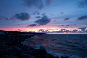 Sunset at Tejn, industrial harbor